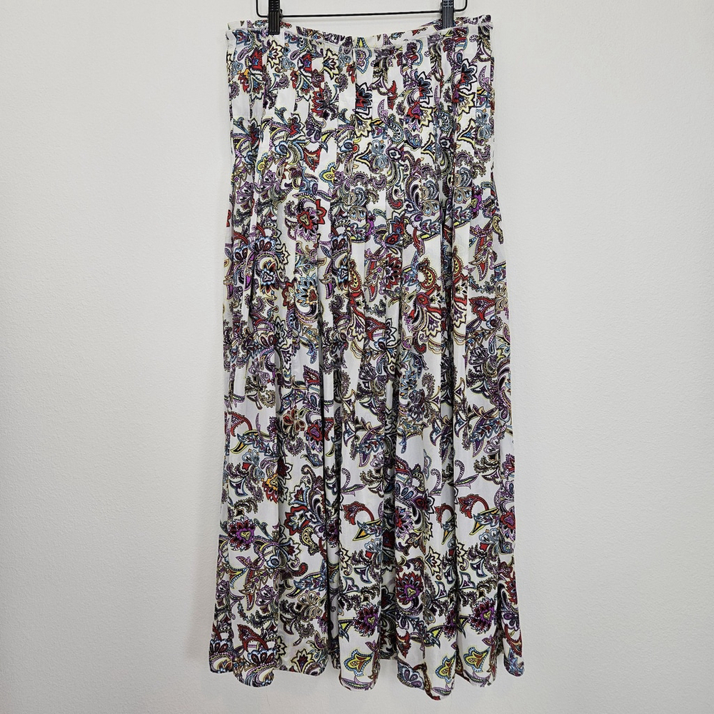 Banana Republic Women's Size 8 Paisley Maxi Skirt Lined Boho Gypsy Flowy Slit - Picture 2 of 14